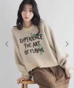 LOWRYSFARM ショートロゴニットプルオーバーLS /ベージュ