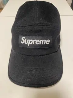 Supreme 黒 キャップ ウール