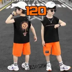男の子　セットアップ　タンクトップ　ハーフパンツ　ルームウェア　韓国　120 黒