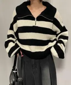 ハーフジップニットプルオーバー WEGO