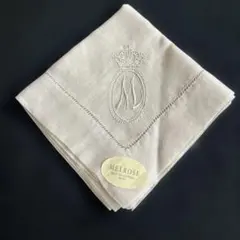 MELROSE ハンカチ 王冠 刺繍入り 綿100% アイボリーのサムネイル