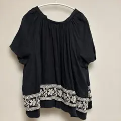 リネン刺繍ブラウス ブラック サイズ36のサムネイル