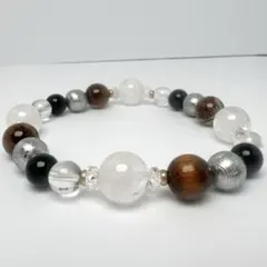 内包水晶 ブレスレット 約10mm ブラウンルチル 天然石 デザイン［袋付き］