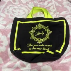 Rady トートバッグ ブラック ネオンイエロー