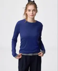 GU ソフトシアークルーネックT ブルー【ネット完売品】 XL、グレーXL 2枚