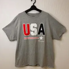 チャンピオン USAロゴ Tシャツ グレー XL メンズ 大きめ ゆるだぼ