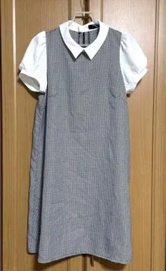 ワンピース　チェック柄 半袖 膝丈
