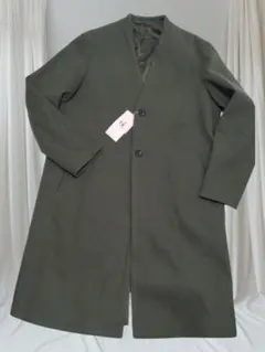 tk ロングコート Vネック オリーブグリーン おしゃれデザイン