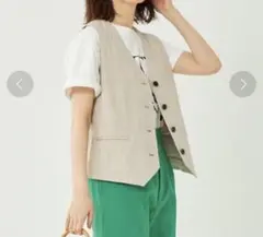 ✨新品タグ付き✨グリーンレーベルリラクシング　リネンレーヨンコンパクトジレ