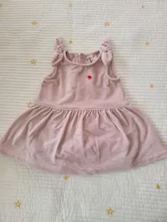 polo リボン付きピンクフレアワンピース