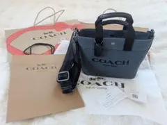 COACH　コーチトート20　ツーウエイ　カラーブロックネイビー