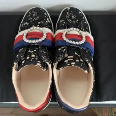 GucciACE レース ラインストーンビジューリボン スニーカーのサムネイル