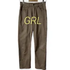 c038【グレイル】GRL デニムパンツ ライトブラウン 伸縮性 Sサイズ