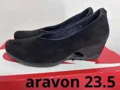 廃盤★黒aravon スエード ウェッジヒールパンプス23.5のサムネイル