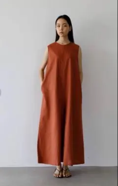 値下げKURASUKOTO リネンワンピース コーラルオレンジ 短時間着用 美品