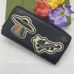 希少/極美品✨グッチ　長財布　ラウンドファスナー　GGマーモント　クーリエ　黒