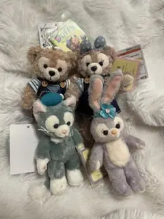 ダッフィー、シェリーメイ、ジェラトーニ、ステラルーぬいぐるみキーホルダー4点