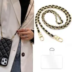 スマホストラップホルダー　ショルダーバッグ　ゴールドブラック　12-672