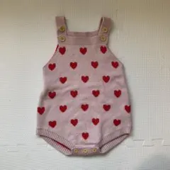 Shein ハート柄ロンパース 12-18M 80美品ピンク　ニット