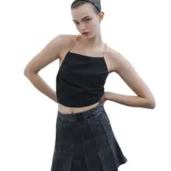 ZARA プリーツ　デニムスカート　xs