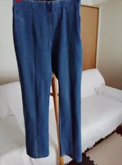 ストレートデニム ブルー ゴムウエスト