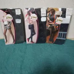 【新品・未使用】福助 f*ing 柄タイツ黒 ストッキング 3足セット