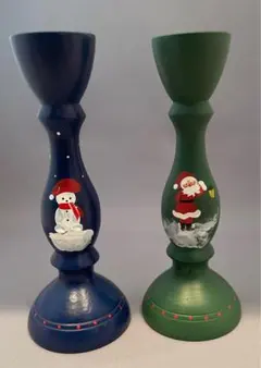 スウェーデン 手描きのキャンドルホルダー2本