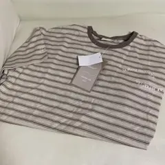 しまむら choco Tシャツ ロゴ ボーダー ベージュ タグ付き新品未使用☆