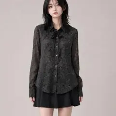 美品 蛇柄 シアーシャツ F 日本製 スネーク Y2Kのサムネイル