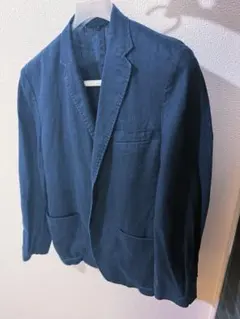 無印良品 リネンジャケットLネイビー