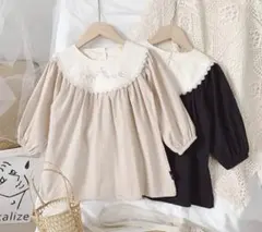 韓国子供服　100 くすみカラー　ブラウス　キッズ　 チュニック　海外　ベージュ
