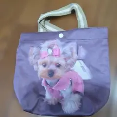 犬プリント ミニトートバッグ