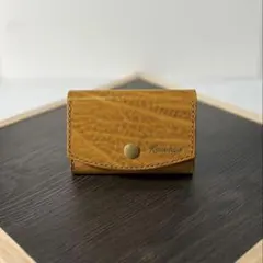 本革 ルガトショルダー カードケース ハンドメイド 大容量 イエロー 黄 手縫い