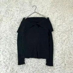 グレイルGRL リブセーラー服ビックカラーカットソーLブラック