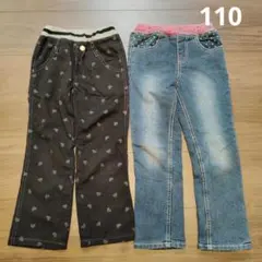 パンツ　長ズボン　ウエストゴム　デニム　ジーパン　ジーンズ　裏起毛　ブラック