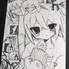 手描き イラスト　萌え絵　創作　女の子　アナログ　オリジナル　原画　ポストカード