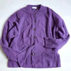 ウール カシミヤ✨シップス◇ニットカーディガン リブ クルーネック 差し色 F