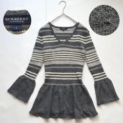 BURBERRY LONDON アルパカ　ニット ボーダー グレー　ペプラムのサムネイル
