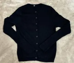 UNIQLO ユニクロ メリノリブクルーネックショートカーディガン Mサイズ 黒
