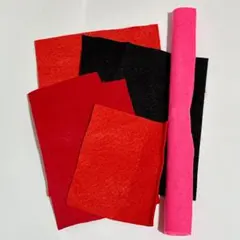 フェルトセット 赤 黒 ピンク　朱色　布　はぎれ　生地　工作