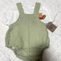 新品　タグ付き　綿100%　ベビー　ロンパース　半袖　サロペット　動物　60