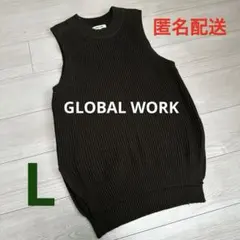 グローバルワーク　ロングニットベスト　GLOBAL WORK ダークグリーン