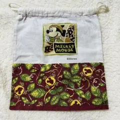 ミッキーマウス　巾着　ポーチ　レトロ　ヴィンテージ風　ディズニー