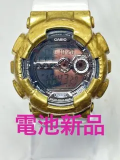 CASIO G-SHOCK 아나데지 맨즈 손목시계 골드×화이트 배터리 새