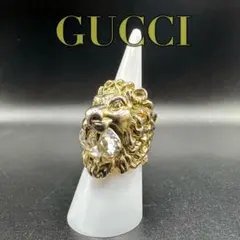 美品✨　GUCCI　リング　ライオン　クリスタル　シルバー　刻印　712