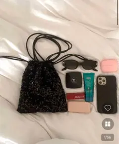 nugu スパンコールバッグ　ブラック