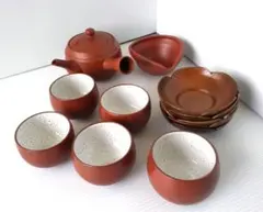常滑焼 湯呑みと急須、茶托、湯冷ましセット