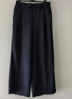 未使用　GU タックワイドパンツ　ネイビー　ストライプ