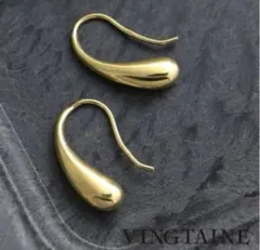 シルバー925 K18コーティング ドロップフックピアス ゴールド