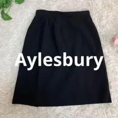 Aylesbury アリスバーリー　9号　膝丈スカート　ネイビー　台形　毛△★のサムネイル